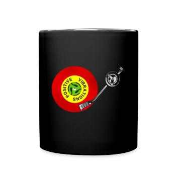 Positive Vibrations Rot Gold Grün Schallplatte - Tasse einfarbig - Schwarz - Vorne