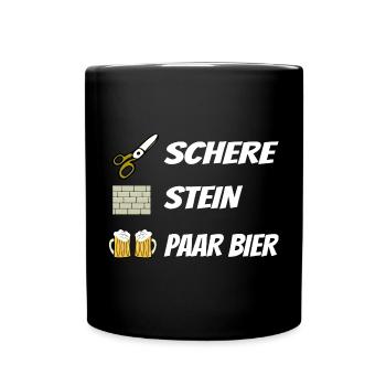 Schere , Stein, Paar Bier - Tasse einfarbig - Schwarz - Vorne