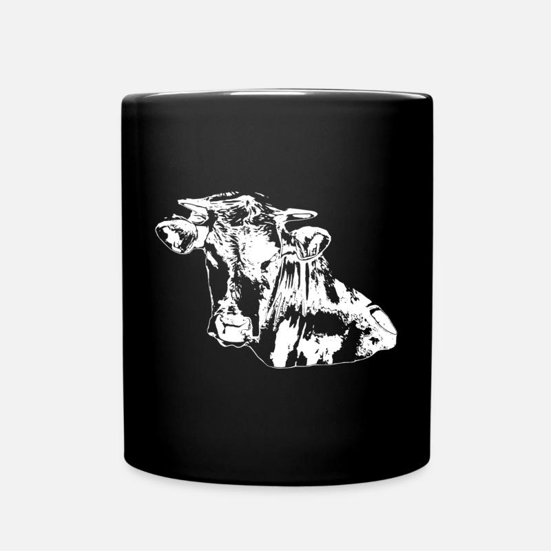 Kuh Kühe Silhouetten Kuhkopf weiß - Tasse einfarbig - Schwarz