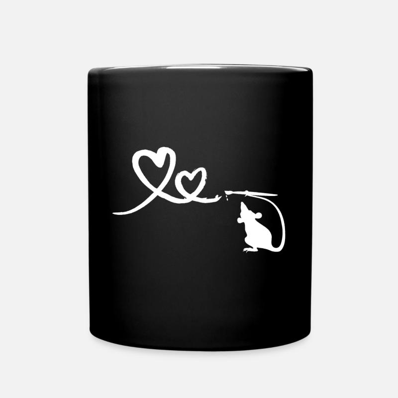 Ratte mit Pinsel Herzen Street Art - Tasse einfarbig - Schwarz