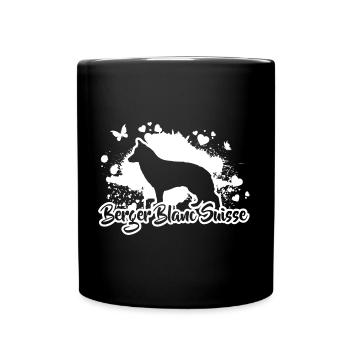 BERGER BLANC SUISSE Dogs Dog Wilsigns - Full Colour Mug - black - Front