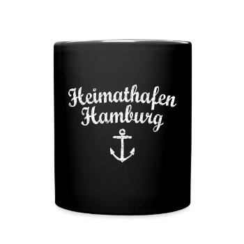 Heimathafen Hamburg (Vintage Weiß) Hamburg - Tasse einfarbig - Schwarz - Vorne