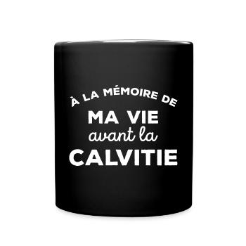 A la mémoire de ma vie avant la calvitie Chauve - Mug uni - noir - Devant