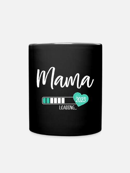 Mom Loading 2023 Heart Baby Young Mom-to-be - Full Colour Mug - black