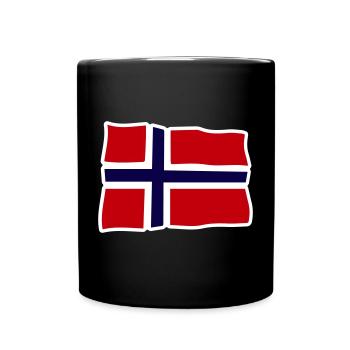 Norway Wavy flag Cross - Full Colour Mug - black - Front