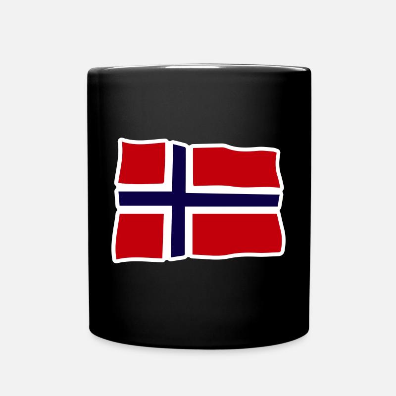 Norway Wavy flag Cross - Full Colour Mug - black