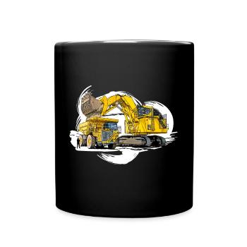 Mega machines on the construction site - Full Colour Mug - black - Front