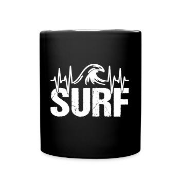 Surfer Heartbeat Wave Surf - Mug uni - noir - Devant