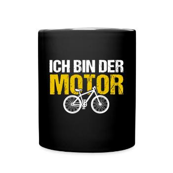 ICH BIN DER MOTOR Anti E-Bike Humor Fahrrad - Tasse einfarbig - Schwarz - Vorne