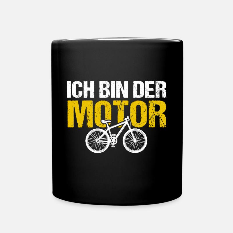 ICH BIN DER MOTOR Anti E-Bike Humor Fahrrad - Tasse einfarbig - Schwarz