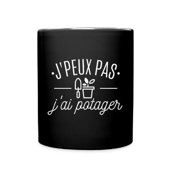 je peux pas j'ai potager - Mug uni - noir - Devant