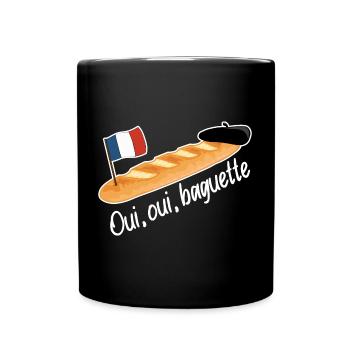 Oui Oui Baguette - Lustiges französisches Essen - Tasse einfarbig - Schwarz - Vorne