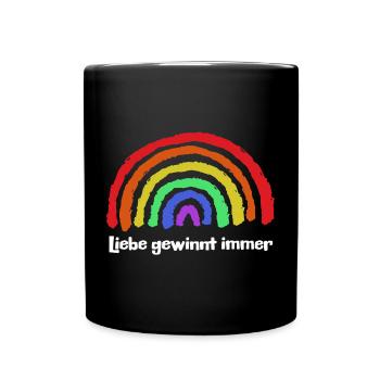 Regenbogen Frieden Freiheit Liebe Statement - Tasse einfarbig - Schwarz - Vorne