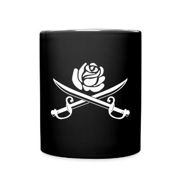Rose blanche et épées croisées - Mug uni - noir - Devant