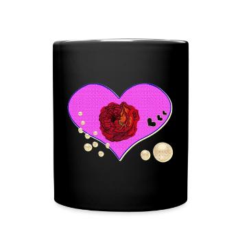 rosen design, Herzmuster Perlen - Tasse einfarbig - Schwarz - Vorne