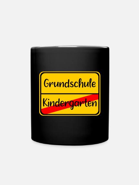 Kindergarten Grundschule Schild Übergang Schule - Tasse einfarbig - Schwarz