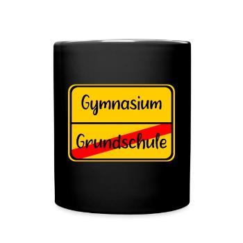 Gymnasium Grundschule Schild Übergang Schule - Tasse einfarbig - Schwarz - Vorne