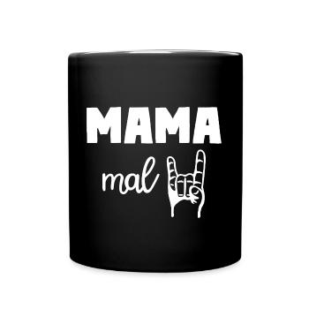 Mama mal Zwei 2 Kinder Mutter - Tasse einfarbig - Schwarz - Vorne