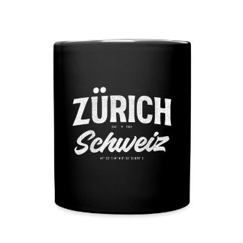Zürich Schweiz Retro-Logo - Tasse einfarbig - Schwarz - Vorne