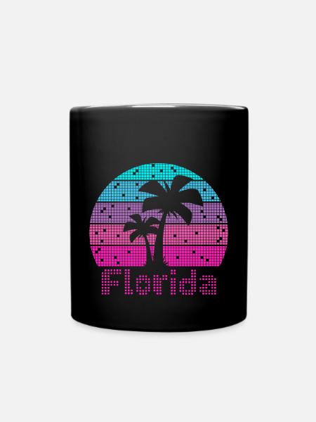 8bit Retro Florida Urlaub - Tasse einfarbig - Schwarz