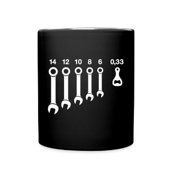 Outils de clé d’ouverture de bouteille de bière - Mug uni - noir - Devant