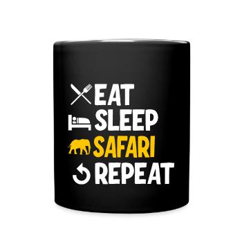Eat Sleep Safari Repeat - Tasse einfarbig - Schwarz - Vorne