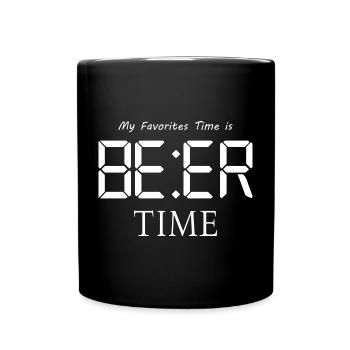 Meine Lieblings Zeit ist Bier Zeit - Tasse einfarbig - Schwarz - Vorne