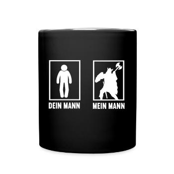 Dein Mann Mein Mann Wikinger Krieger Nordmann Axt - Tasse einfarbig - Schwarz - Vorne