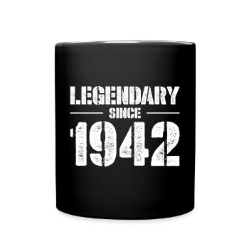 Legendär seit 1942 Vintage Typografie - Tasse einfarbig - Schwarz - Vorne