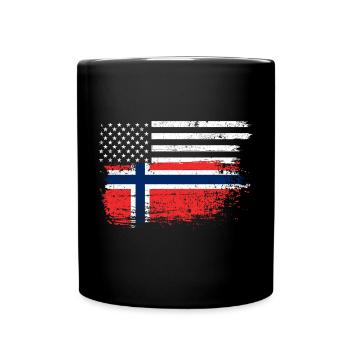 Grunge USA Norwegen Flagge Mash - Tasse einfarbig - Schwarz - Vorne