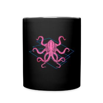 Farbiger Oktopus - Tasse einfarbig - Schwarz - Vorne