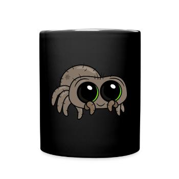 Süße kleine niedliche Spinne im Cartoon-Stil - Tasse einfarbig - Schwarz - Vorne