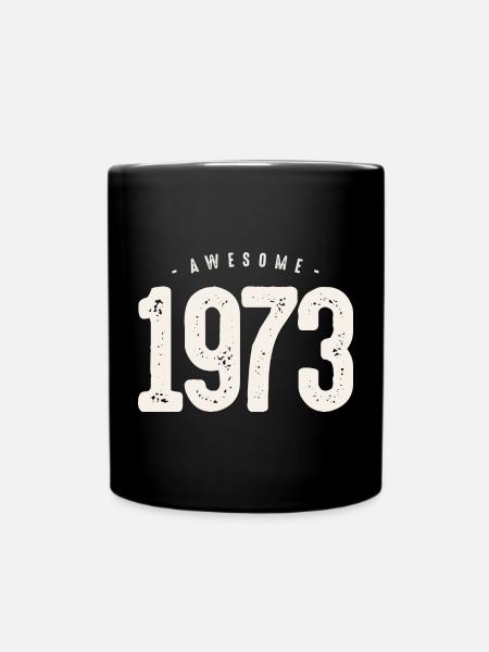 Distressed 1973 Vintage Typography - Full Colour Mug - black