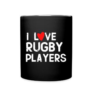 I love The Rugby Gift Players - Full Colour Mug - black - Front