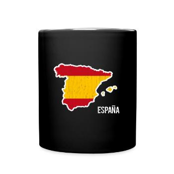 Spanien, Flagge, Umriss, Souvenir - Tasse einfarbig - Schwarz - Vorne