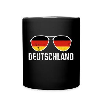 Deutschland Germany Sonnenbrille Germania Flagge - Tasse einfarbig - Schwarz - Vorne