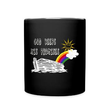 Gott hält sein Versprechen, Bibel, Arche Noah - Tasse einfarbig - Schwarz - Vorne
