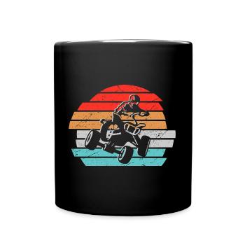 Quad Driver Vintage Graphic Quad Rider ATV - Full Colour Mug - black - Front