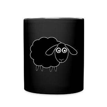 schwarzes Schaf Schäfchen - Tasse einfarbig - Schwarz - Vorne