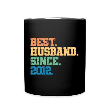 Bester Ehemann seit 2012, Geschenk zum 11-jährigen Jubiläum - Tasse einfarbig - Schwarz - Vorne