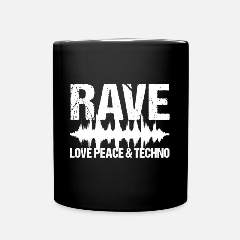 Rave Love Peace Techno Musik - Tasse einfarbig - Schwarz
