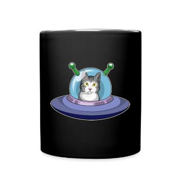 Vaisseau spatial Chat Espace - Mug uni - noir - Devant