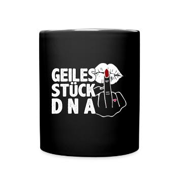 Geiles Stück DNA Kussmund Frauen Mittelfinger - Tasse einfarbig - Schwarz - Vorne