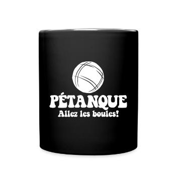 3 Boulekugeln für Bouler Boulekugel Petanque Boule - Tasse einfarbig - Schwarz - Vorne