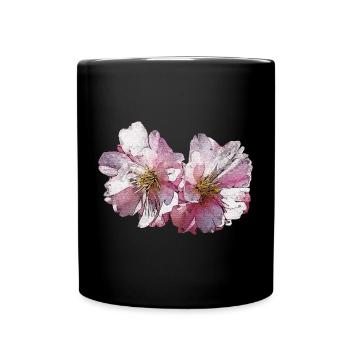 hübsche blumen fotos, japanische Kirschblüte - Tasse einfarbig - Schwarz - Vorne