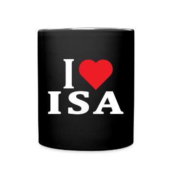 T-Shirt I love Isa T-Shirt Geschenkidee - Tasse einfarbig - Schwarz - Vorne