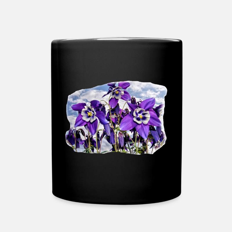 Blühende Akelei - Tasse einfarbig - Schwarz