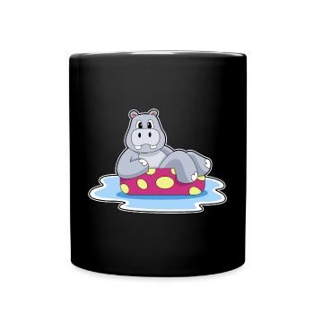 Nilpferd kleines Boot - Tasse einfarbig - Schwarz - Vorne