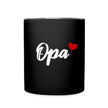 Opa Großvater Herz - Tasse einfarbig - Schwarz - Vorne