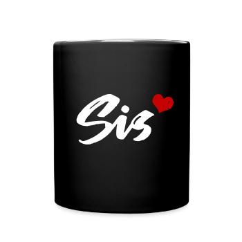 Sis Schwester Herz Geschwister Sister - Tasse einfarbig - Schwarz - Vorne
